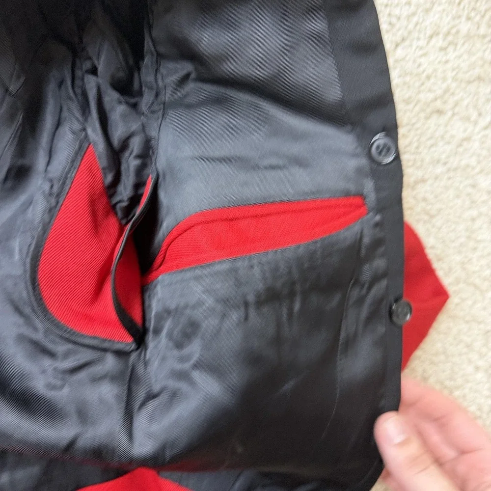 Vintage DeMoulin Bros Co Jacket Mens 31 Red Black Shawl Collar Uniform Tailcoat
